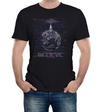 Listing image for Mens Believe Digital Upload UFO Abduction T-Shirt Aliens UAP Simulation Theory