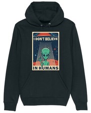 Listing image for I Don't Believe In Humans Alien Hoodie Retro UFO Space Funny Joke Gift Idea