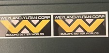 Listing image for ALIENS FILM STICKER MEMORABILIA ALIEN WEYLAND-YUTANI 2 X BUILDING BETTER WORLDS